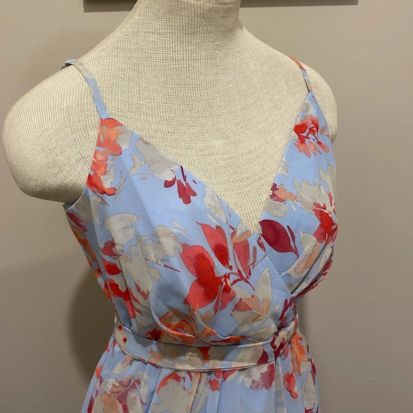 NWT!! Eliza J. - Women's V-Neck Floral Ruffle Hem Maxi Dress - Pink/Blue - 8 - Picture 10 of 11